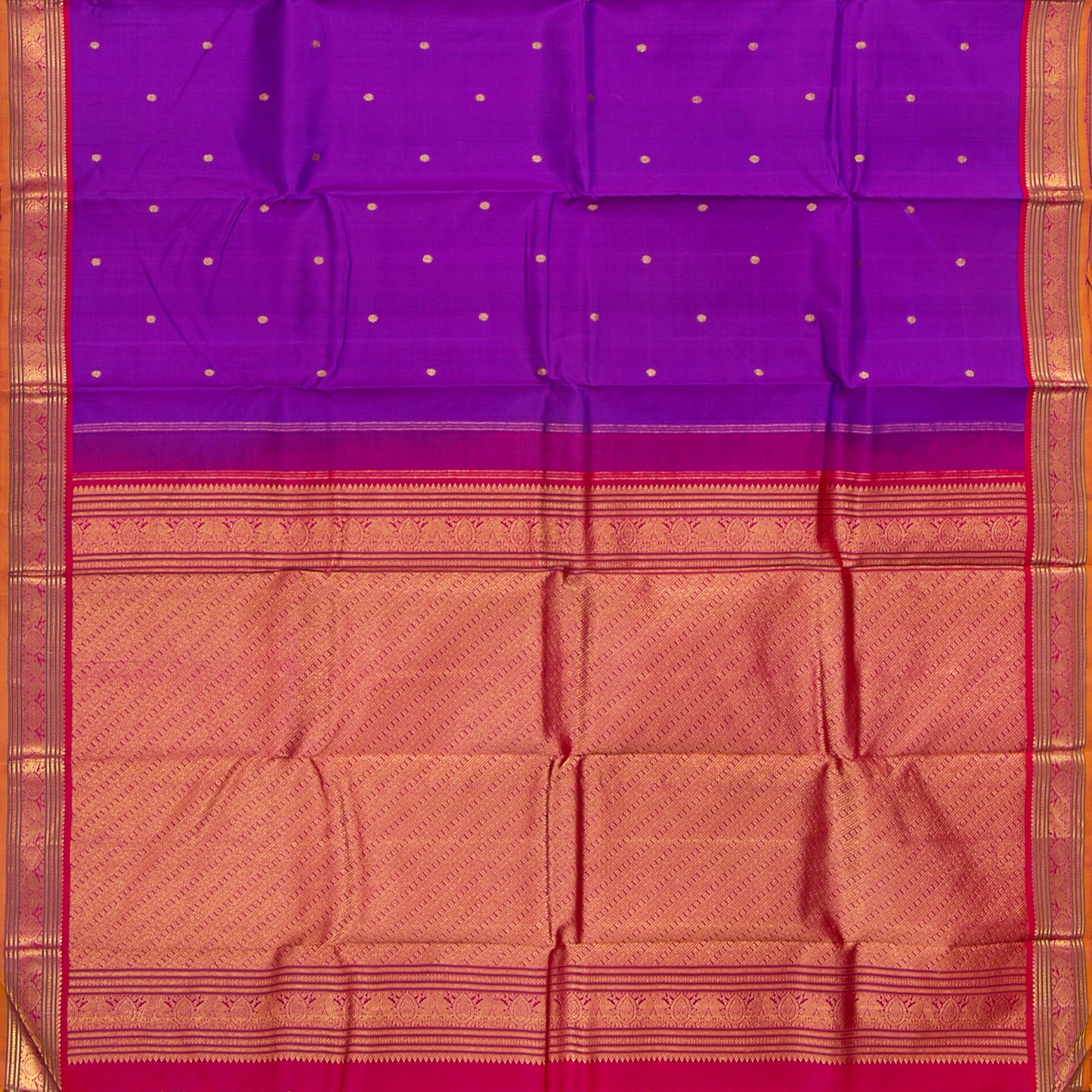 Magenta And Red Kanchipuram Silk Saree For Festive Wear PV J 1896