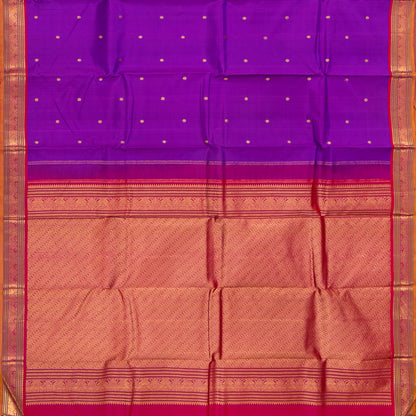 Magenta And Red Kanchipuram Silk Saree For Festive Wear PV J 1896