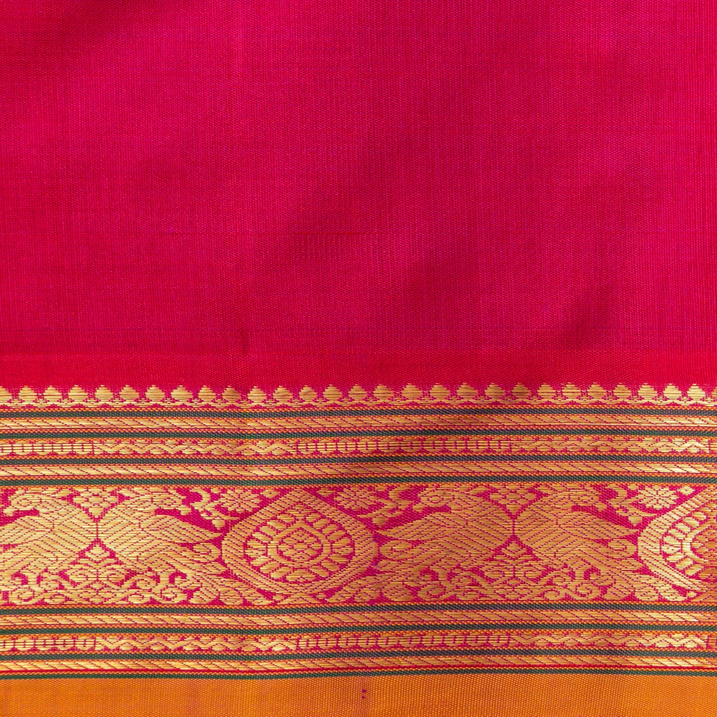 Magenta And Red Kanchipuram Silk Saree For Festive Wear PV J 1896