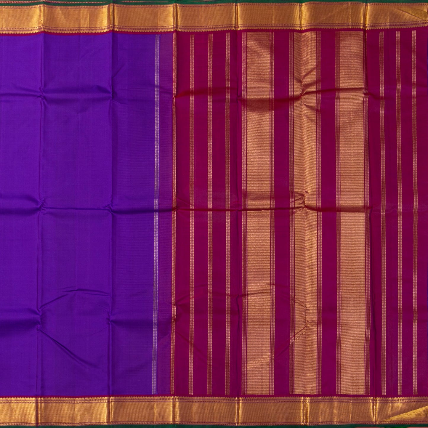 Purple And Magenta Kanchipuram Silk Saree For Festive Wear PV J 1208
