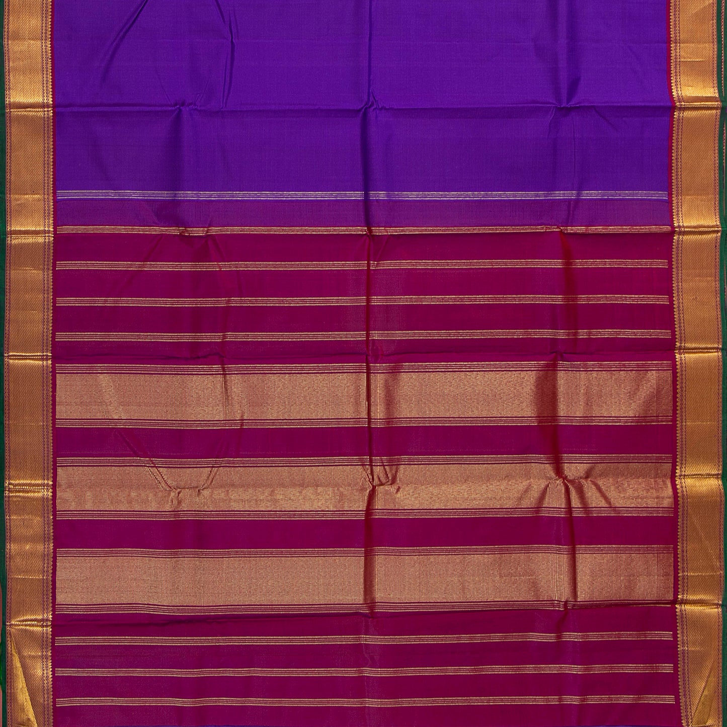 Purple And Magenta Kanchipuram Silk Saree For Festive Wear PV J 1208