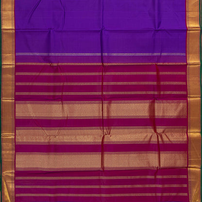 Purple And Magenta Kanchipuram Silk Saree For Festive Wear PV J 1208