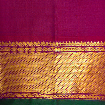 Purple And Magenta Kanchipuram Silk Saree For Festive Wear PV J 1208