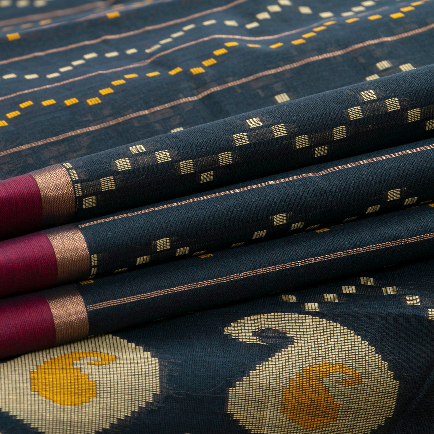 Black And Magenta Fancy Cotton Saree For Festive Wear PV MM FC 995