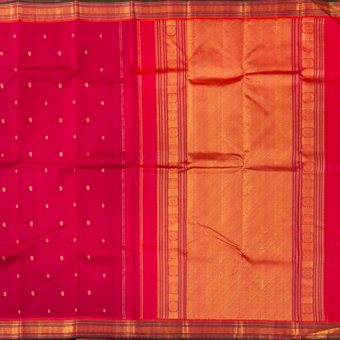 Pink And Orange Kanchipuram Silk Saree For Festive Wear PV J 1513