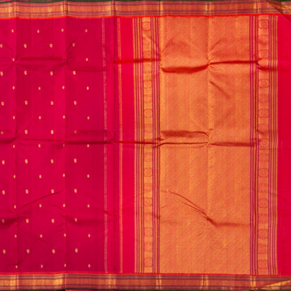 Pink And Orange Kanchipuram Silk Saree For Festive Wear PV J 1513