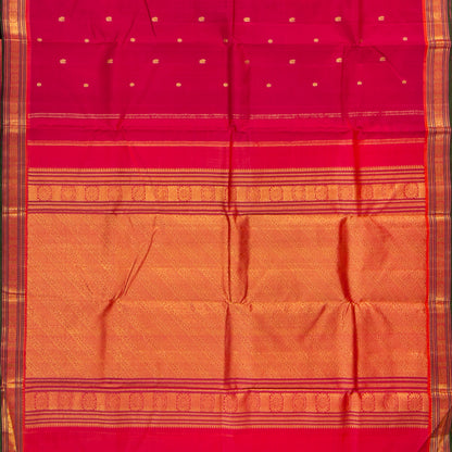Pink And Orange Kanchipuram Silk Saree For Festive Wear PV J 1513