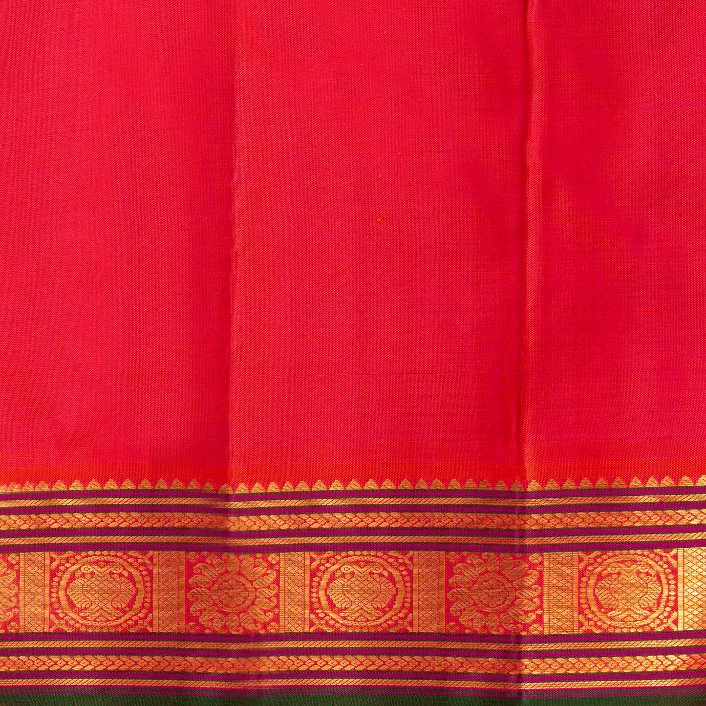 Pink And Orange Kanchipuram Silk Saree For Festive Wear PV J 1513