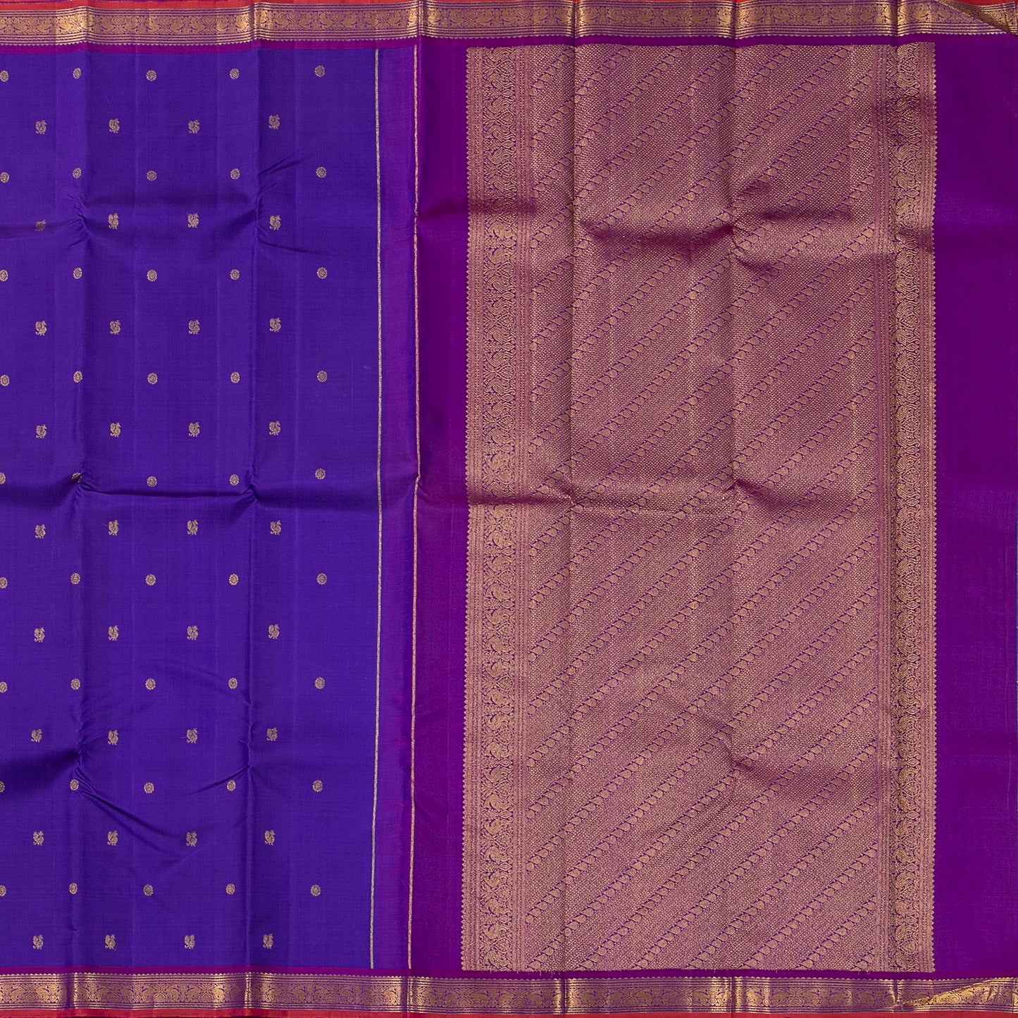Violet And Magenta Kanchipuram Silk Saree For Festive Wear PV J 1436
