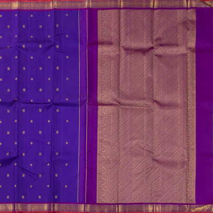 Violet And Magenta Kanchipuram Silk Saree For Festive Wear PV J 1436