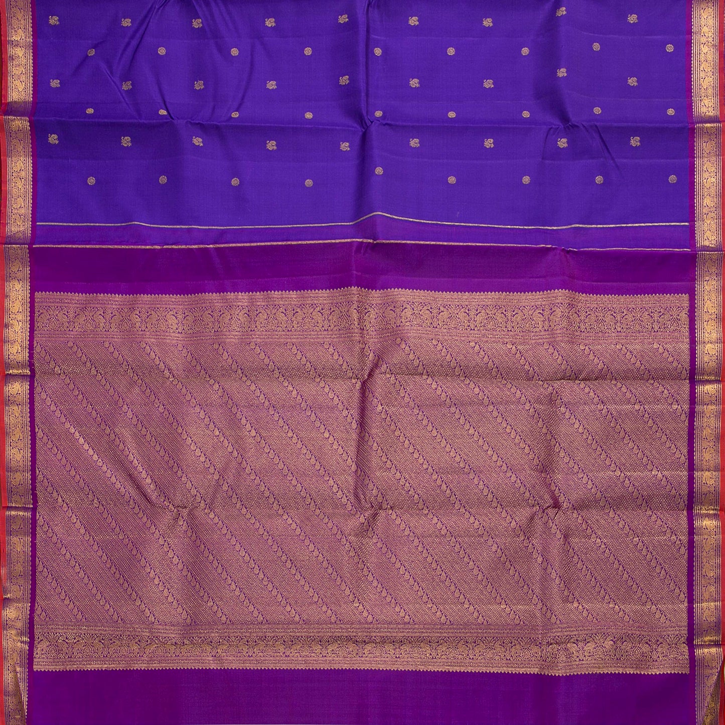 Violet And Magenta Kanchipuram Silk Saree For Festive Wear PV J 1436