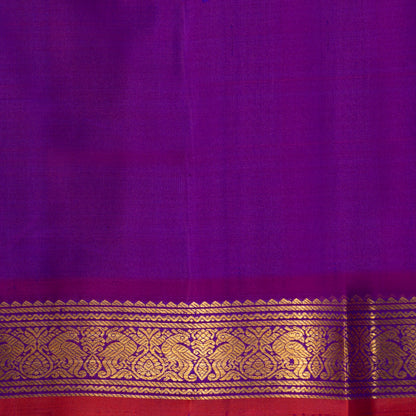 Violet And Magenta Kanchipuram Silk Saree For Festive Wear PV J 1436