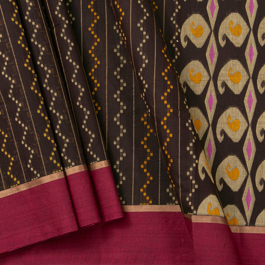 Brown And Magenta Fancy Cotton Saree For Festive Wear PV MM FC 994