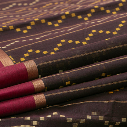 Brown And Magenta Fancy Cotton Saree For Festive Wear PV MM FC 994