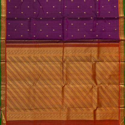 Purple And Rust Kanchipuram Silk Saree For Festive Wear PV J 1482