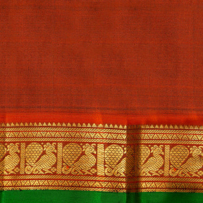 Purple And Rust Kanchipuram Silk Saree For Festive Wear PV J 1482