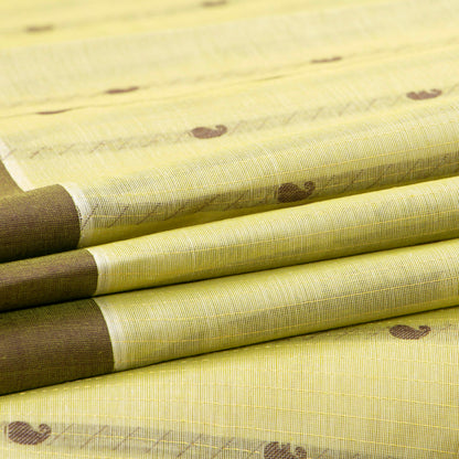 Pastel Yellow Fancy Cotton Saree For Festive Wear PV MM FC 1000 - Cotton Saree - Panjavarnam PV MM FC 1000