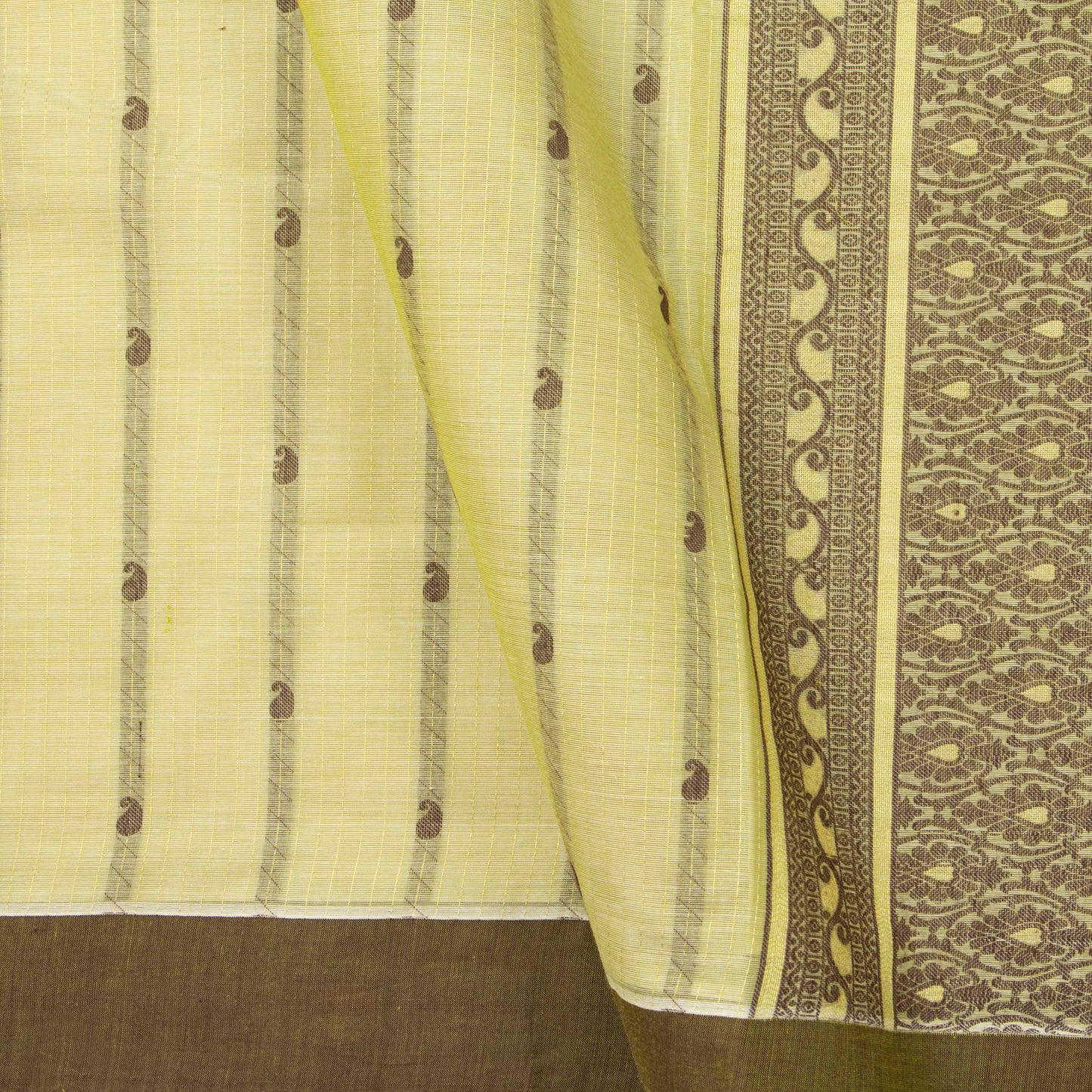 Pastel Yellow Fancy Cotton Saree For Festive Wear PV MM FC 1000 - Cotton Saree - Panjavarnam PV MM FC 1000