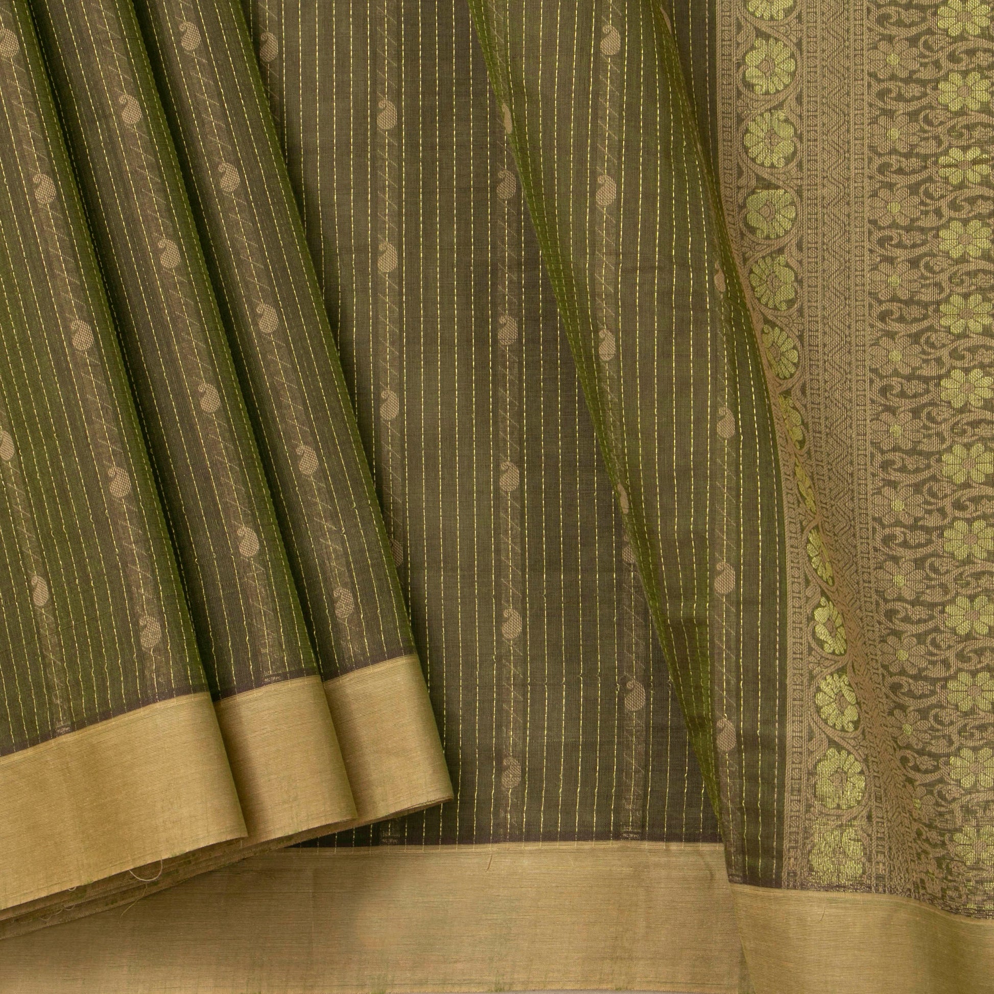 Green Fancy Cotton Saree For Festive Wear PV MM FC 1001 - Cotton Saree - Panjavarnam PV MM FC 1001