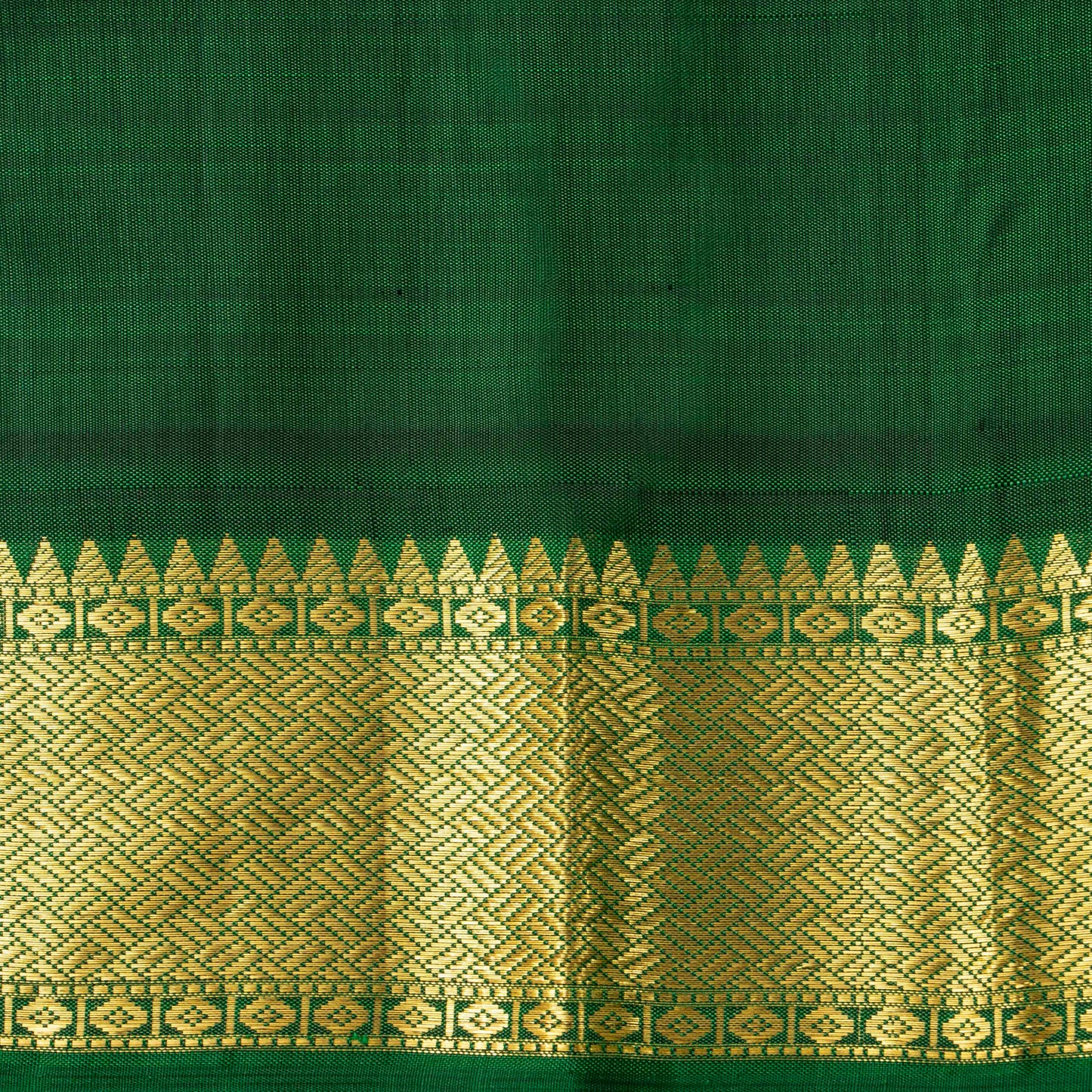 Orange And Green Kanchipuram Silk Saree For Festive Wear PV J 1899