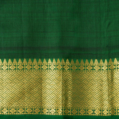 Orange And Green Kanchipuram Silk Saree For Festive Wear PV J 1899