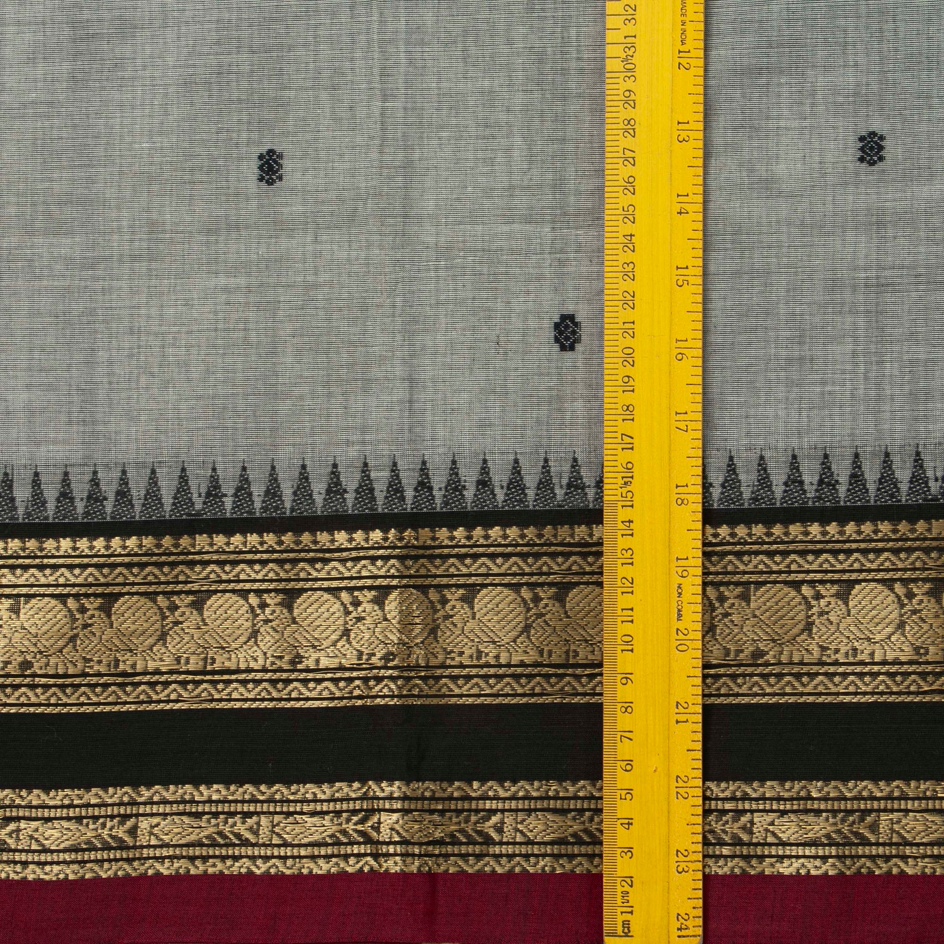 Grey And Black Kanchi Cotton Saree For Festive Wear PV MM KC 903 - Cotton Saree - Panjavarnam PV MM KC 903