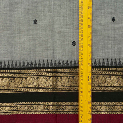 Grey And Black Kanchi Cotton Saree For Festive Wear PV MM KC 903 - Cotton Saree - Panjavarnam PV MM KC 903