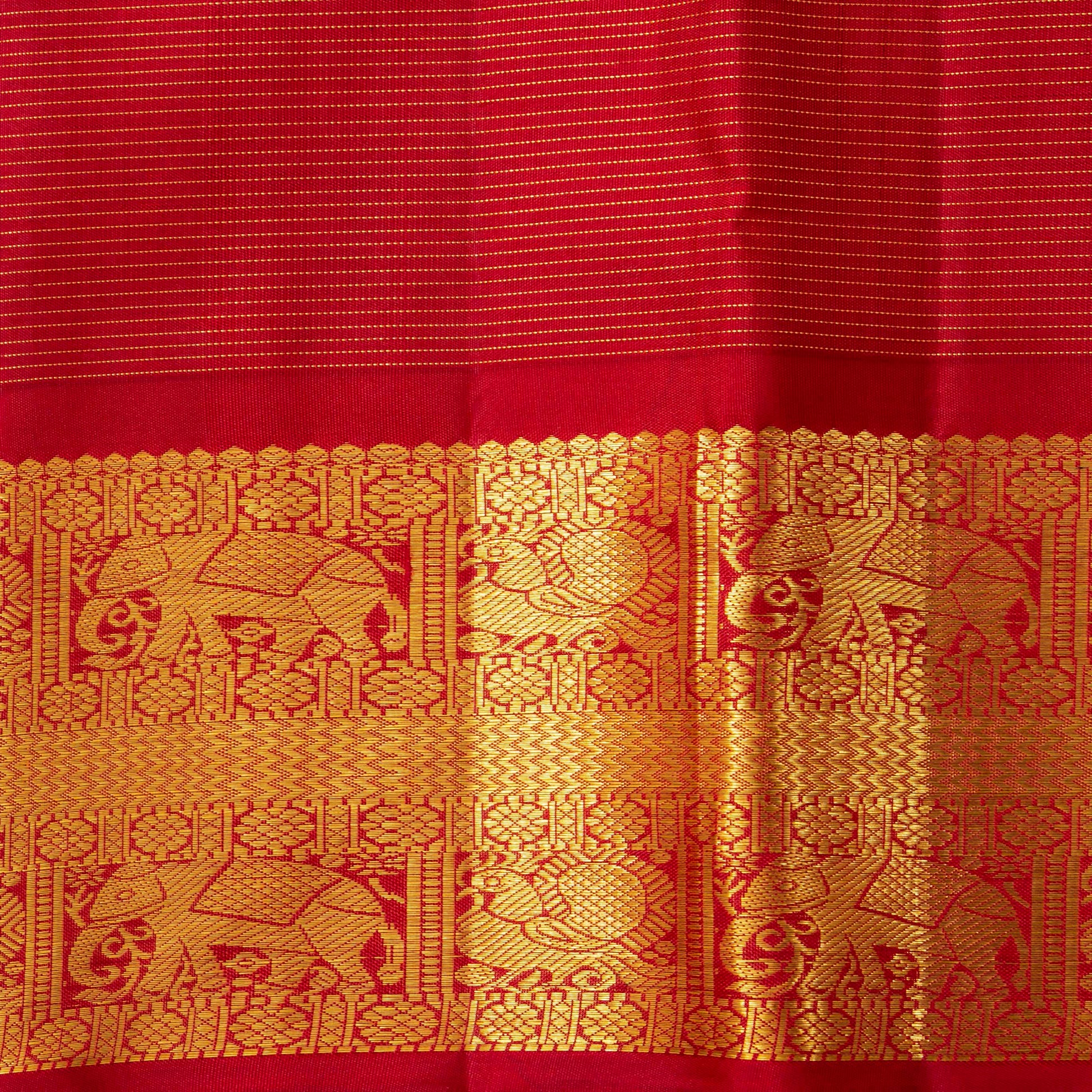 Purple And Rust Maroon Kanchipuram Silk Saree With Vaira Oosi Zari Stripes For Wedding Wear PPV 2055 - Silk Sari - Panjavarnam PV 2055