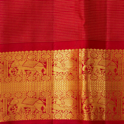 Purple And Rust Maroon Kanchipuram Silk Saree With Vaira Oosi Zari Stripes For Wedding Wear PPV 2055 - Silk Sari - Panjavarnam PV 2055
