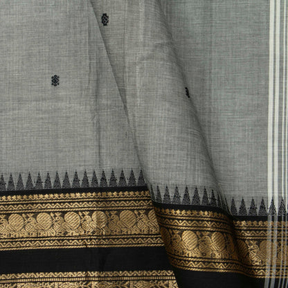 Grey And Black Kanchi Cotton Saree For Festive Wear PV MM KC 903 - Cotton Saree - Panjavarnam PV MM KC 903