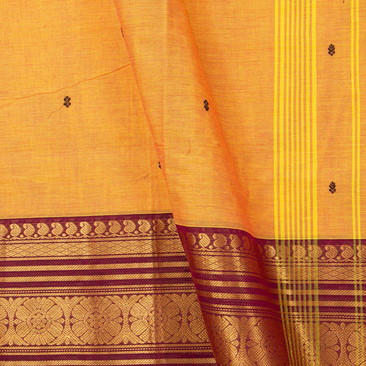 Yellow And Maroon Kanchi Cotton Saree For Festive Wear PV MM KC 881