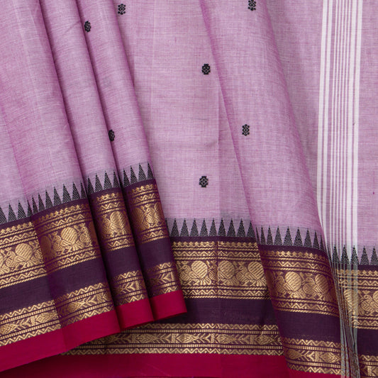 Lilac And Purple Kanchi Cotton Saree For Festive Wear PV MM KC 874
