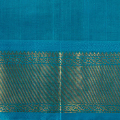 Brown And Ananda Blue Kanchi Silk Cotton Saree With Zari Stripes For Festive Wear VP SC 118