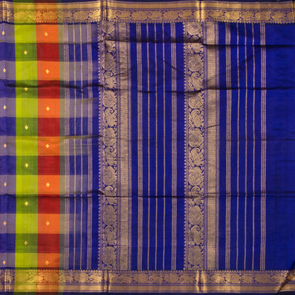 Multicolour Checks Kanchi Silk Cotton Saree For Festive Wear VP SC 111