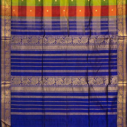 Multicolour Checks Kanchi Silk Cotton Saree For Festive Wear VP SC 111