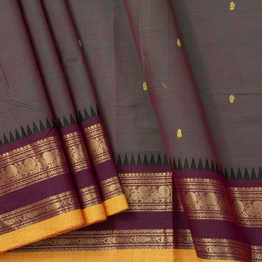Blue And Purple Kanchi Cotton Saree For Festive Wear PV MM KC 878