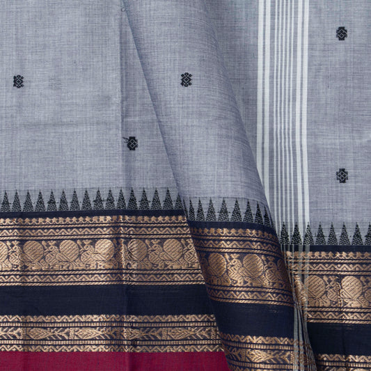 Grey And Blue Kanchi Cotton Saree For Festive Wear PV MM KC 883