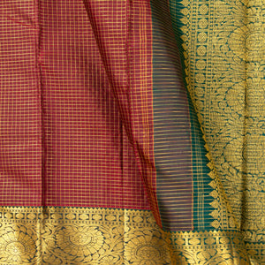 Maroon And Green Kanchipuram Silk Saree For Wedding Wear PV NYC 1542