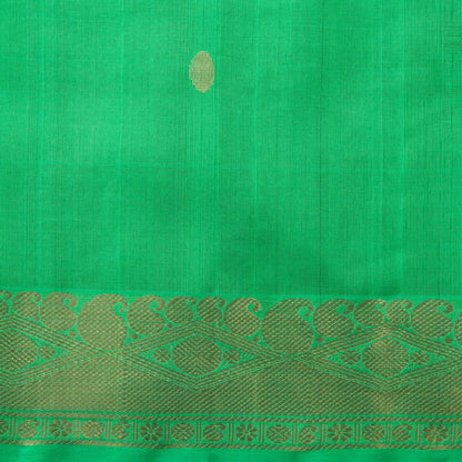 Black And Parrot Green Kanchi Silk Cotton Saree With Korvai Zari Border For Festive Wear VP SC 114