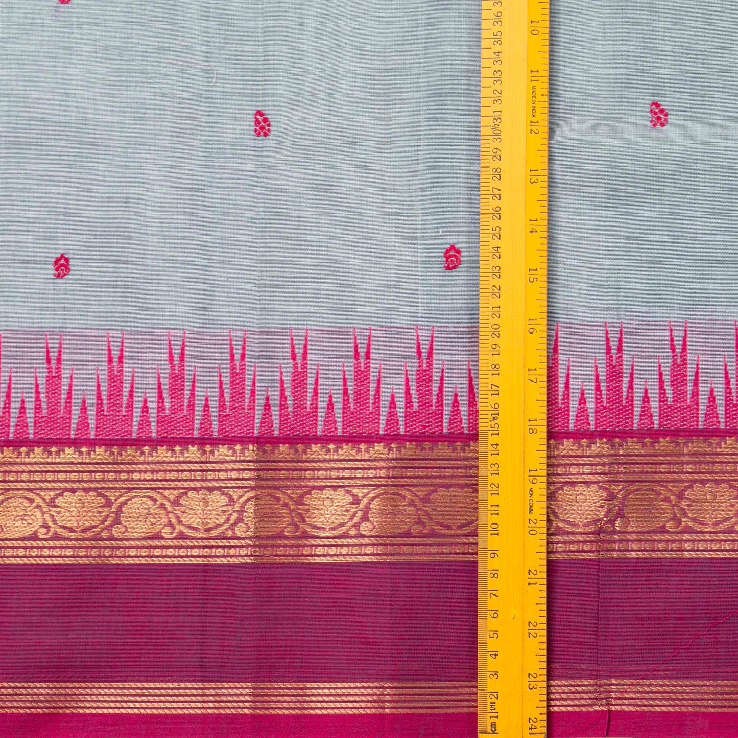 Grey And Pink Kanchi Cotton Saree For Festive Wear PV MM KC 894 - Cotton Saree - Panjavarnam PV MM KC 894