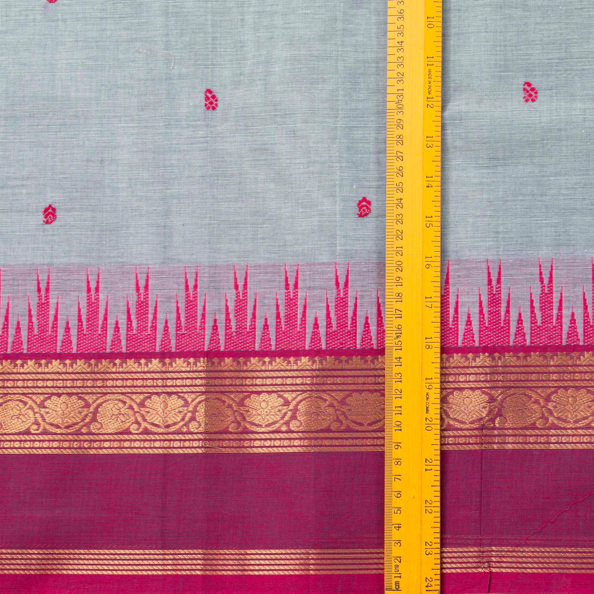 Grey And Pink Kanchi Cotton Saree For Festive Wear PV MM KC 894 - Cotton Saree - Panjavarnam PV MM KC 894