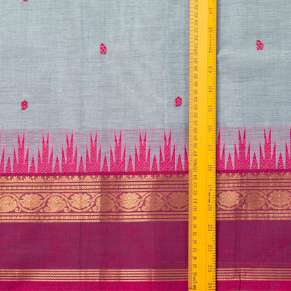 Grey And Pink Kanchi Cotton Saree For Festive Wear PV MM KC 894 - Cotton Saree - Panjavarnam PV MM KC 894