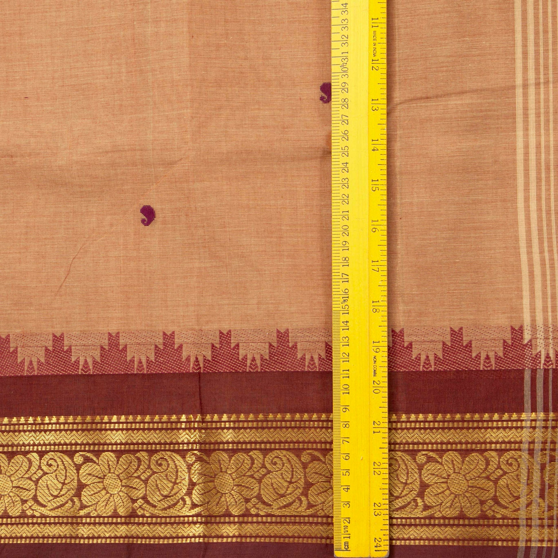 Gheva And Maroon Kanchi Cotton Saree For Festive Wear PV MM KC 895 - Cotton Saree - Panjavarnam PV MM KC 895