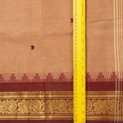 Gheva And Maroon Kanchi Cotton Saree For Festive Wear PV MM KC 895 - Cotton Saree - Panjavarnam PV MM KC 895