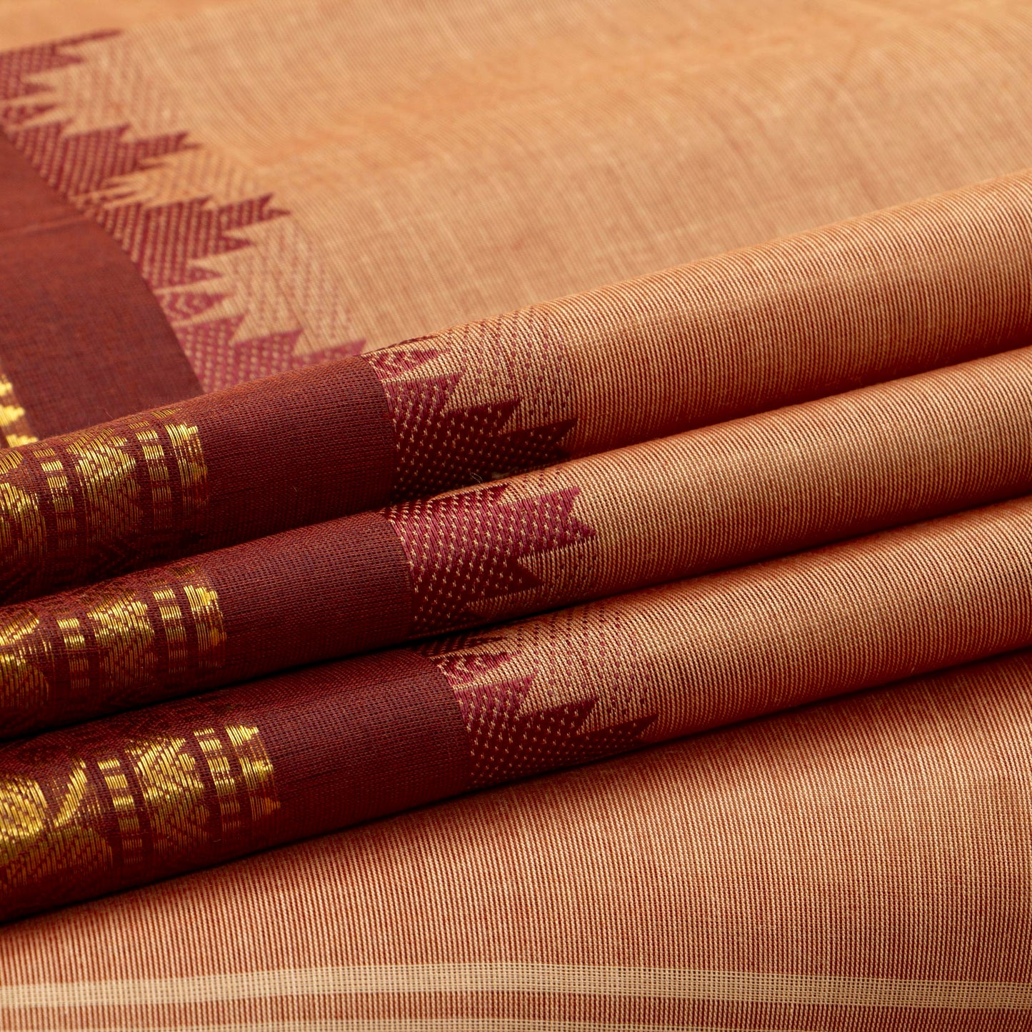 Gheva And Maroon Kanchi Cotton Saree For Festive Wear PV MM KC 895 - Cotton Saree - Panjavarnam PV MM KC 895