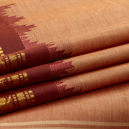 Gheva And Maroon Kanchi Cotton Saree For Festive Wear PV MM KC 895 - Cotton Saree - Panjavarnam PV MM KC 895