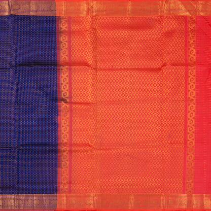 Royal Blue And Peach Lakshadeepam Kanchi Silk Cotton Saree For Festive Wear VP SC 109