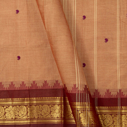 Gheva And Maroon Kanchi Cotton Saree For Festive Wear PV MM KC 895 - Cotton Saree - Panjavarnam PV MM KC 895