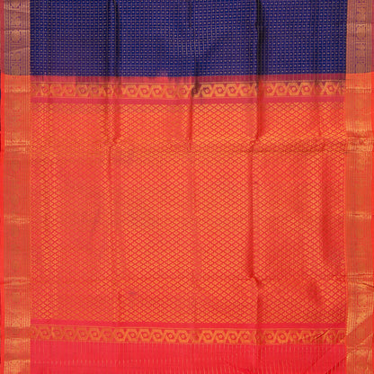 Royal Blue And Peach Lakshadeepam Kanchi Silk Cotton Saree For Festive Wear VP SC 109
