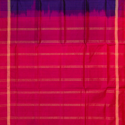 Blue And Pink Kanchi Silk Cotton Saree With Zari Border For Office Wear VP SC 107